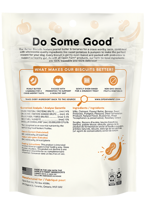 Open Farm Better Biscuits With Peanut Butter & Banana Recipe Dog Treats