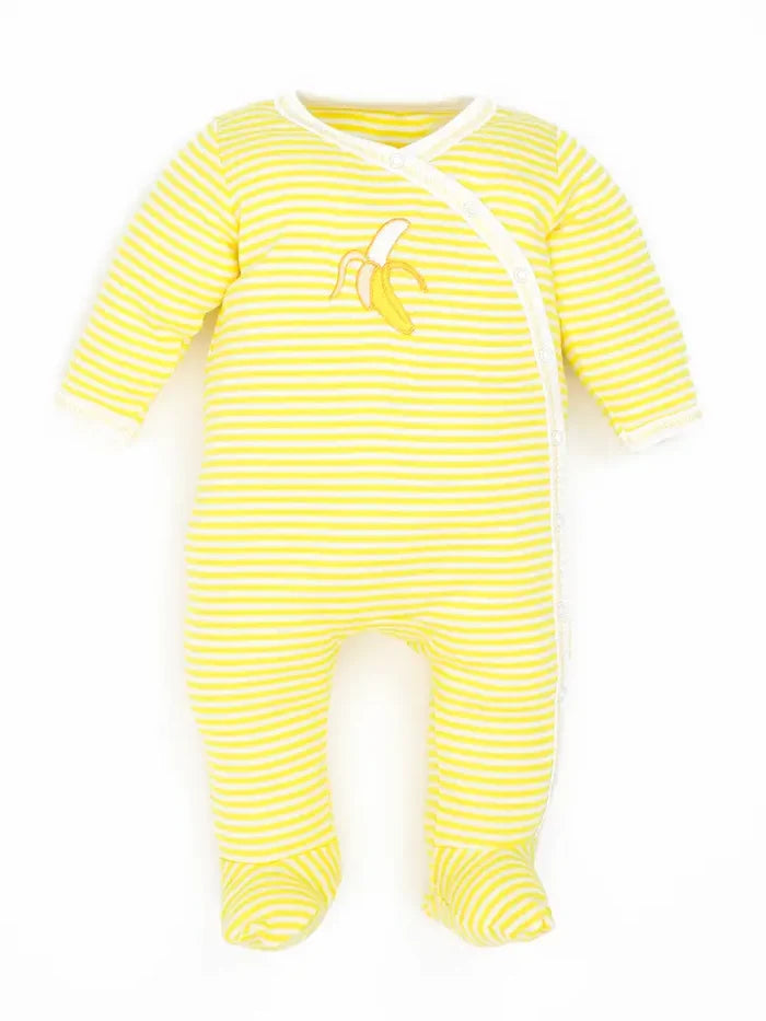 Organic Baby Banana Stripe Side Snap Footie