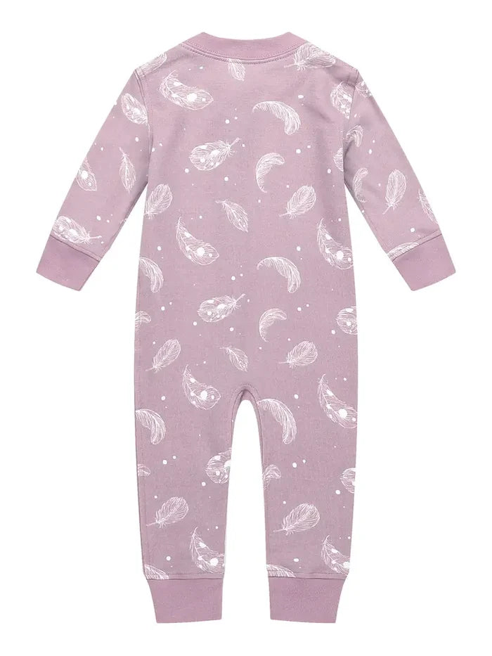 Owlivia Organic Cotton Zip Footless Pajama-Purple Feather