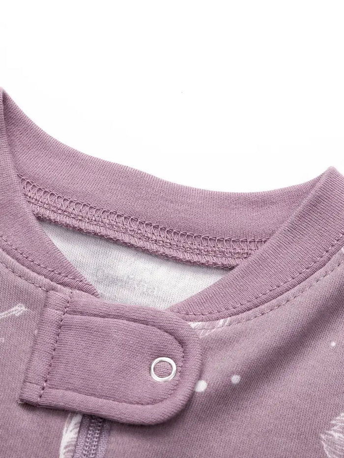 Owlivia Organic Cotton Zip Footless Pajama-Purple Feather