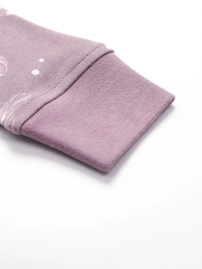 Owlivia Organic Cotton Zip Footless Pajama-Purple Feather
