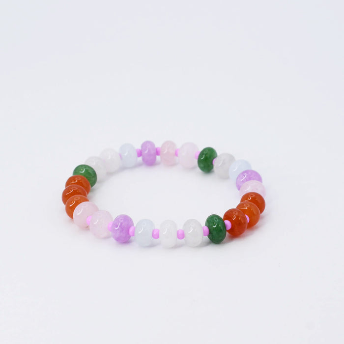 colorful gemstone jewelry, beaded fashion bracelet, gold or silver tone accessory, handcrafted beaded piece, trendy boho chic jewelry, vibrant statement wristwear, artisan handmade design, everyday stackable accessory, fashion jewelry for women, premium jewelry gift idea, boutique style wristwear, elevated modern jewelry