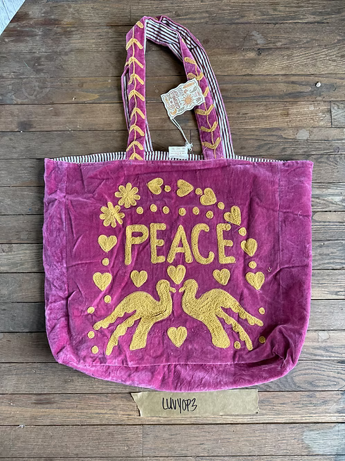 Peace n Love Velvet Tote Bag