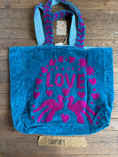 Peace n Love Velvet Tote Bag