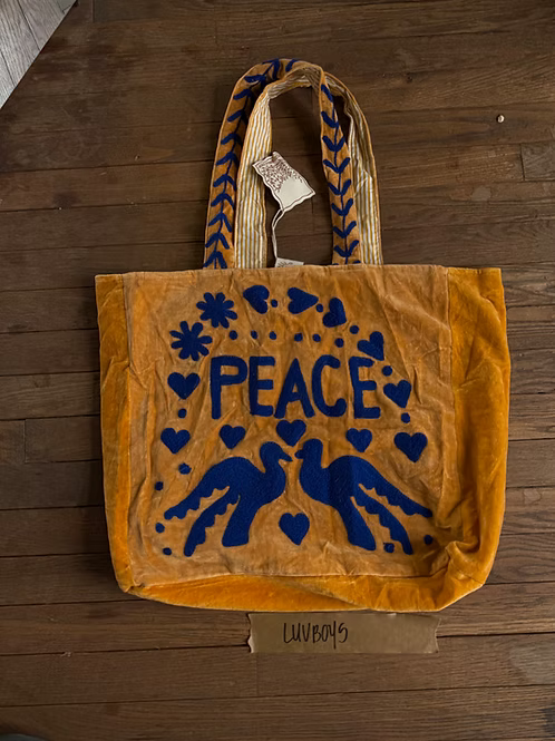 Peace n Love Velvet Tote Bag