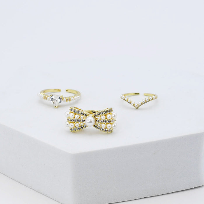 hypoallergenic ring, waterproof ring, tarnish free jewelry, boutique wholesale jewelry, dainty gold ring, gemstone statement ring, sparkly cubic zirconia ring, high quality jewelry gifts, elegant gold plated ring, trendy fashion ring, pastel gemstone ring,pearl gold ring set