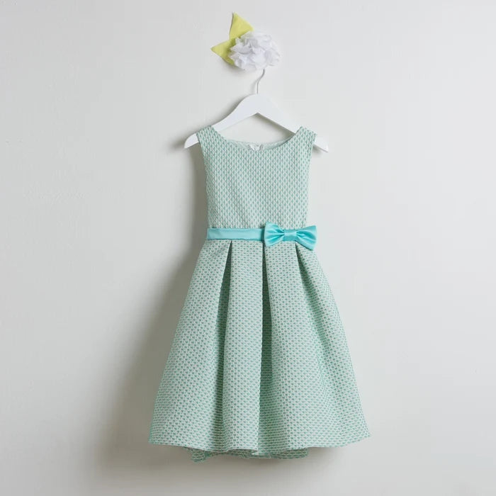 Petite Polka Dot Pleated Jacquard with Satin Bow