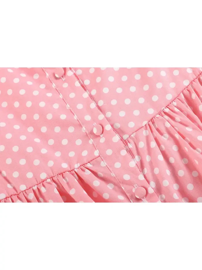 Pink Dot Floral Rooster Baby Dress
