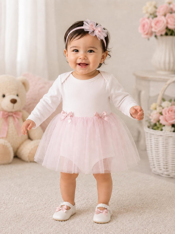 Pink Tulle Baby Dress with Headband