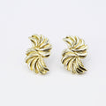 Gold swirl stud earrings tarnish-free hypoallergenic waterproof wholesale earrings for boutique, Sculpted swirl gold studs, Polished spiral gold pieces, Curved gold swirl accents, Twisted gold stud design, Glossy swirl gold motif, Radiant gold swirl form, Shiny sculpted gold twist, Elegant spiral gold studs, Textured gold swirl styling, Refined gold curved detail, Modern swirl gold shape