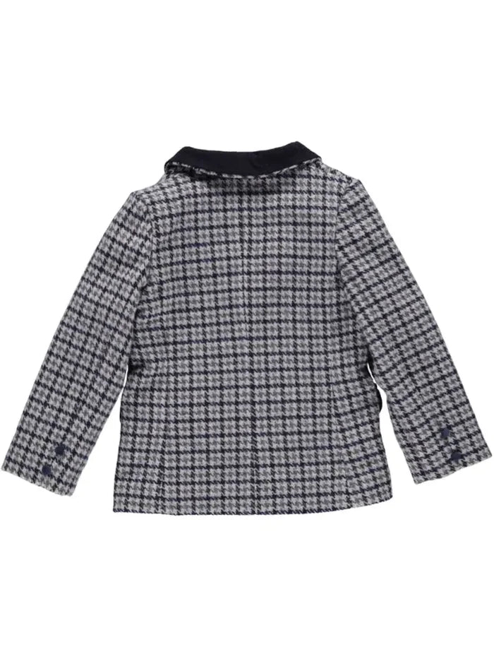 Plaid Blazer with Navy Blue Collar