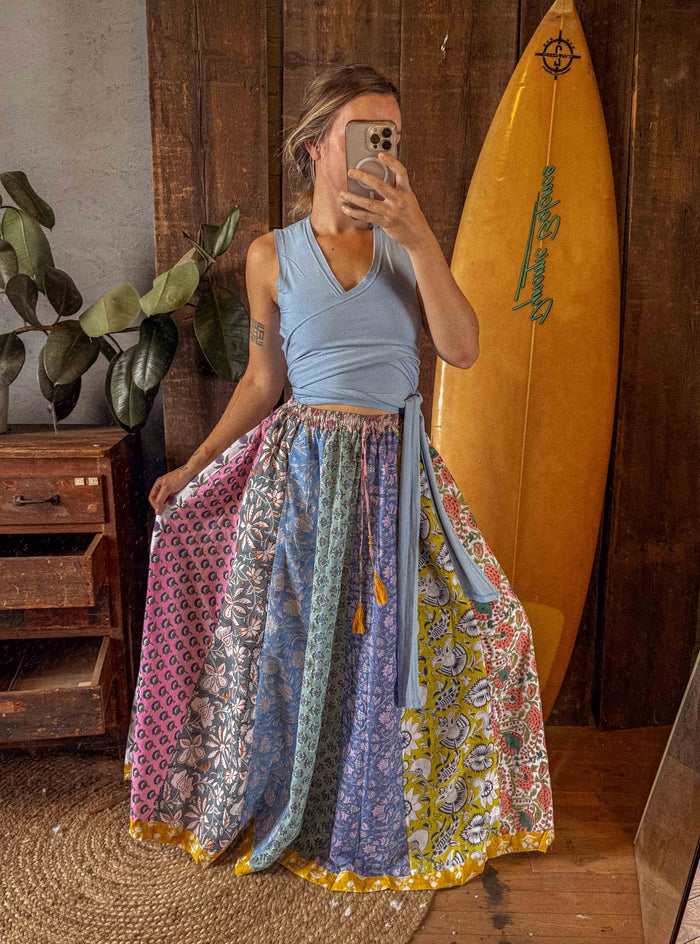 Pomade Skirt | Upcycled Cotton Block Print