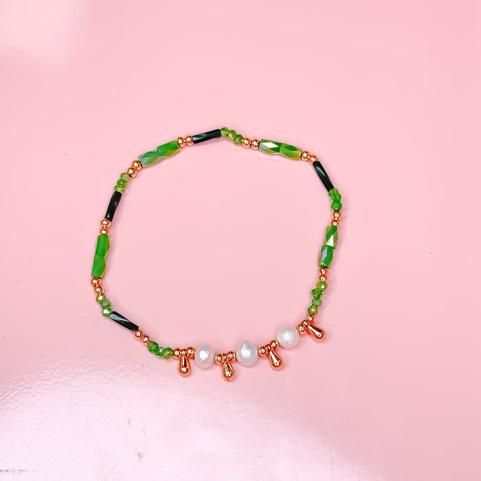 colorful gemstone jewelry, beaded fashion bracelet, gold or silver tone accessory, handcrafted beaded piece, trendy boho chic jewelry, vibrant statement wristwear, artisan handmade design, everyday stackable accessory, fashion jewelry for women, premium jewelry gift idea, boutique style wristwear, elevated modern jewelry