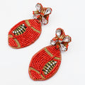 Red Football Beaded Earring S29