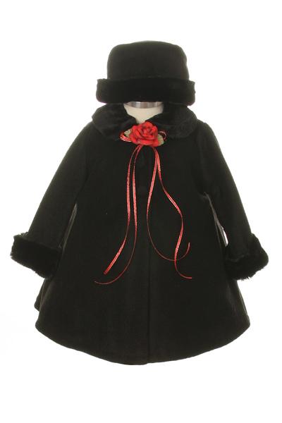 *Sale* Fleece Cape-Style Baby Coat with Matching Hat