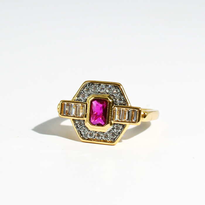 hypoallergenic ring, waterproof ring, tarnish free jewelry, boutique wholesale jewelry, dainty gold ring, gemstone statement ring, sparkly cubic zirconia ring, high quality jewelry gifts, elegant gold plated ring, trendy fashion ring, pastel gemstone ring