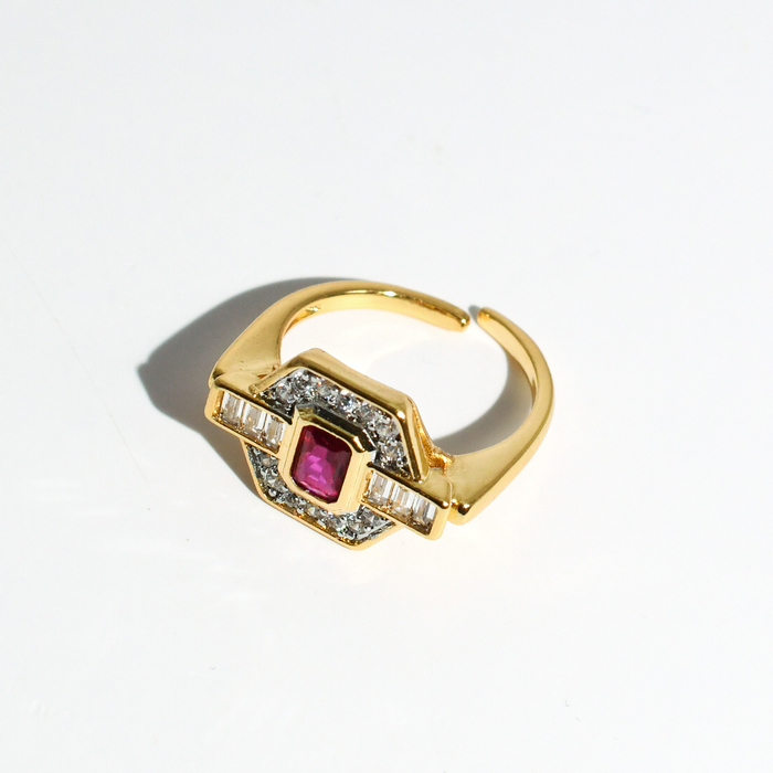 hypoallergenic ring, waterproof ring, tarnish free jewelry, boutique wholesale jewelry, dainty gold ring, gemstone statement ring, sparkly cubic zirconia ring, high quality jewelry gifts, elegant gold plated ring, trendy fashion ring, pastel gemstone ring