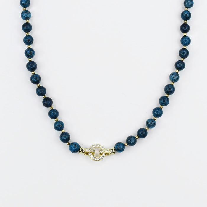 Colorful charms gold necklace featuring gemstone details, layered jewelry design, trendy accessory for women’s jewelry collections, boutique wholesale fashion necklace that is hypoallergenic, tarnish free, and waterproof jewelry with a cute aesthetic statement style