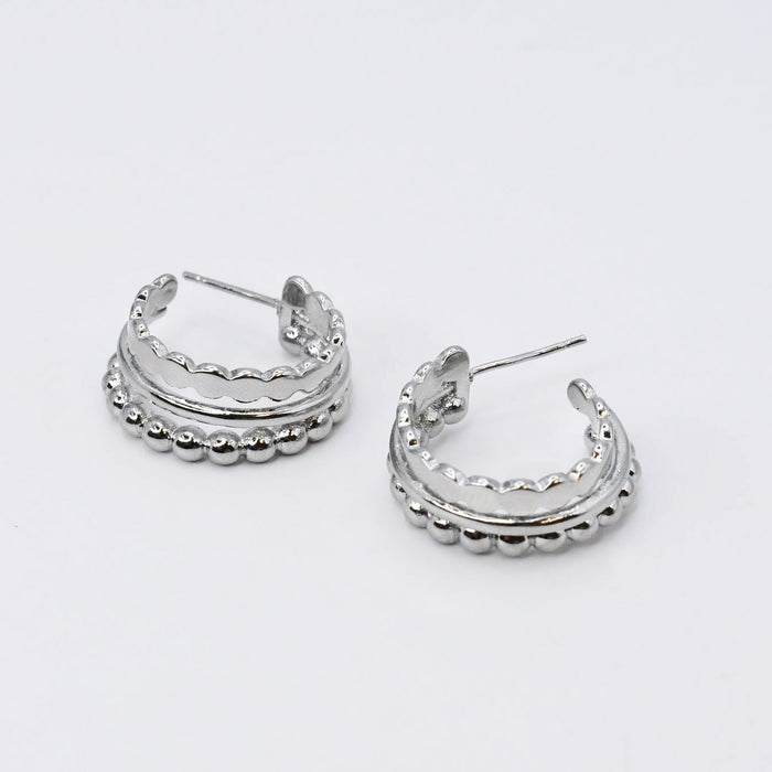 waterproof hypoallergenic silver earrings, tarnish free silver jewelry, dainty silver earrings, silver hoop earrings, handcrafted gemstone silver earrings, boutique wholesale earrings, everyday silver jewelry, high-quality silver earrings,silver hoops