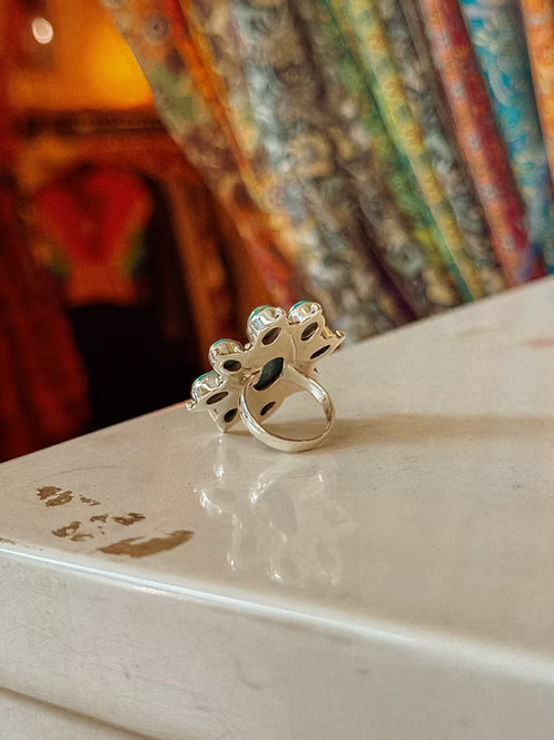Sterling Silver and Stone Band Ring
