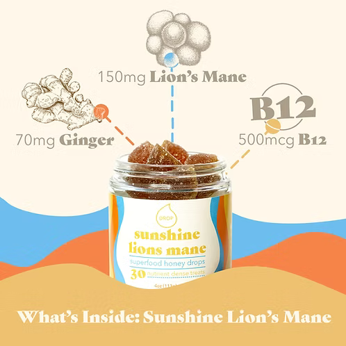 Sunshine Lion's Mane | Mushroom Honey Gummy | Energy & Focus