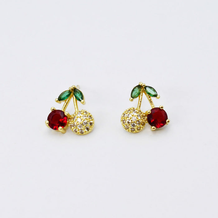 waterproof hypoallergenic earrings, tarnish free 14k gold jewelry, dainty gold earrings, gold hoop earrings, handcrafted gemstone earrings, boutique wholesale earrings, high-quality gold jewelry,cherry earrings