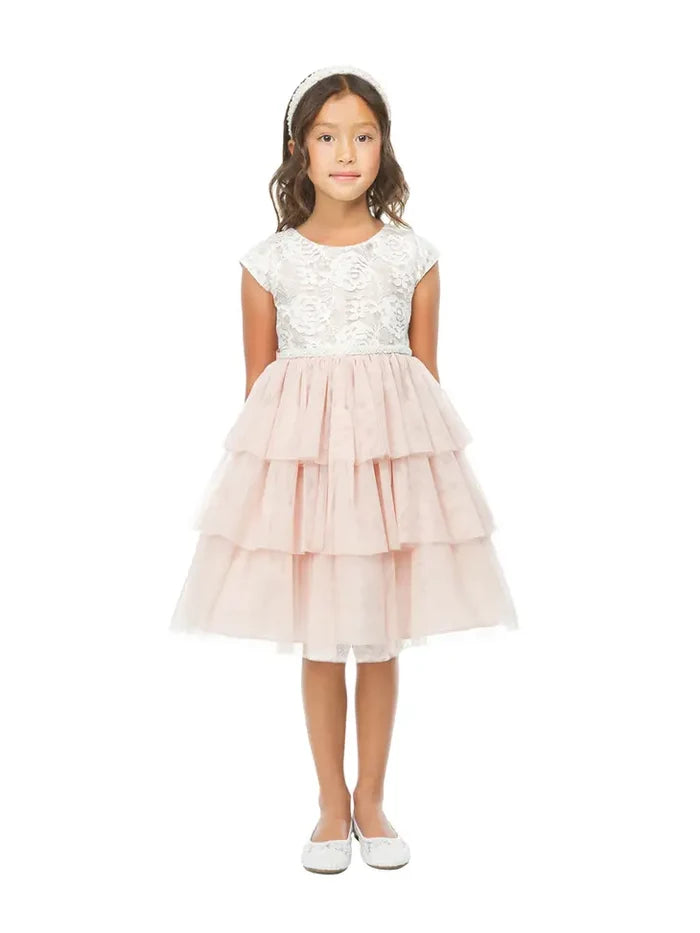 Sweet Lace & Tiered Mesh with Pearl Waist