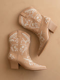 The Bailey | Apricot Embroidered Cowboy Bootie