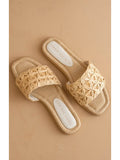 The Natasha | Natural Raffia Slide with Woven Basket