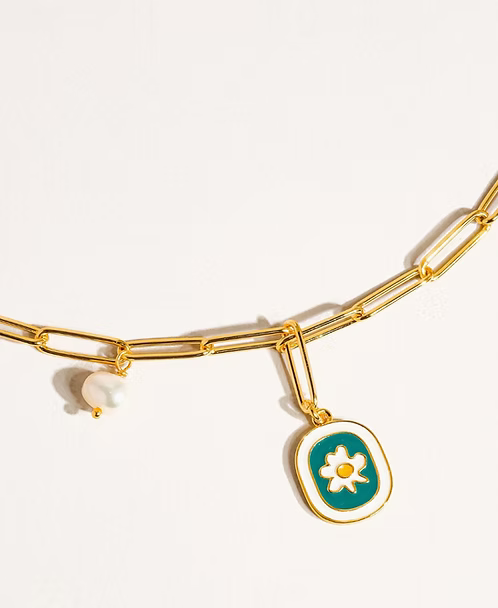 Timeo Vintage Enamel Daisy Chain Neckalce