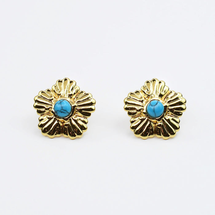 waterproof hypoallergenic earrings, tarnish free 14k gold jewelry, dainty gold earrings, gold hoop earrings, handcrafted gemstone earrings, boutique wholesale earrings, high-quality gold jewelry,tuquoise stud