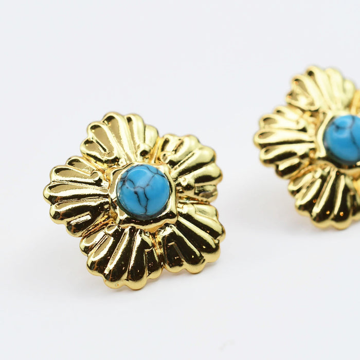 waterproof hypoallergenic earrings, tarnish free 14k gold jewelry, dainty gold earrings, gold hoop earrings, handcrafted gemstone earrings, boutique wholesale earrings, high-quality gold jewelry,turquoise stud