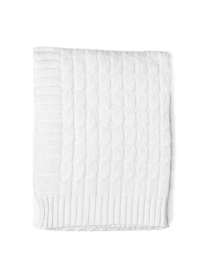 White Cable Knit Blanket